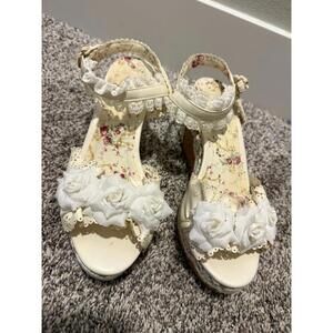 Liz Lisa Lace Floral Wedge Sandals – Ivory Hime Gyaru – Size L